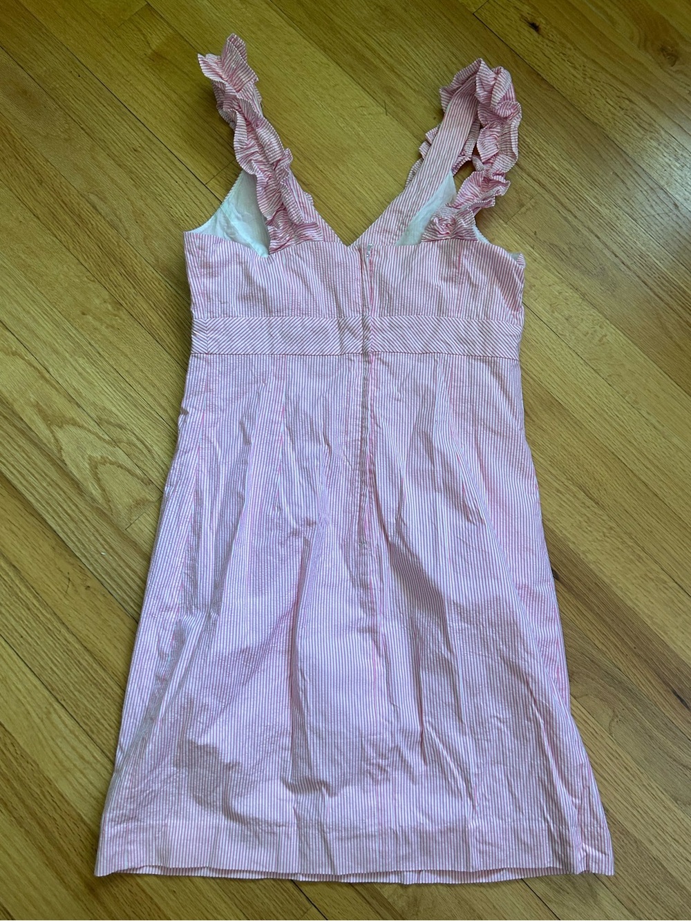 Lilly Pulitzer Phoebe Ruffle Neck Seersucker Dress Pink Size 10 - Picture 12 of 12